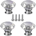 4 pcs Crystal Knobs, 40mm Diamond Drawer Cabinet Door Handle Crystal Door Handle with Screws for Home Kitchen Office Drawer