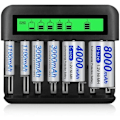Miniatyrbillede 2 af 4: 8 Slots Hurtig LED Universel Batterioplader, Batterioplader til AA/AAA/C/D NI-MH NI-CD Genopladelige Batterier med USB-Port