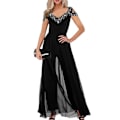 Miniatyrbilde 1 av 5: Sommer Jumpsuiter med utskjæringer Dame Kontor Jumpsuit Elegant Dame Jumpsuit med vide ben med V-hals Mesh Patchwork for fester Arbeid