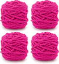 Hæklegarn 4xHæklegarn til Hækling, Blødt Chunky Garn til Garnprojekter rose red