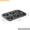 Miniatyrbillede 2 af 5: XJ-2-pak non-stick muffinform, kulstofstålform til muffins, 6 kopper, nem at rengøre