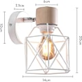 Miniatyrbillede 4 af 5: XJ-Vintage væglampe 15 cm væglampe industriel design geometrisk bur lampeskærm retro lampe af træ jern
