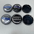 Miniatyrbillede 4 af 4: 4 x Volvo aluminiumfælge, navkapsler, 64 mm, sort/blå, C70, S60, V60, V70, S80, XC90
