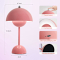 Miniatyrbilde 4 av 4: XJ-Modern Trådløs Soppformet Bordlampe, 5200mAh Oppladbart Batteri, 3 Farger Trinnløs Dimbar, Bærbar Nattbords LED-Skrivebordslampe