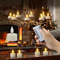 Miniatyrbilde 3 av 5: PChero Oppladbare LED Telys 12-pakning - Fjernkontroll & Timer for Fest/Dekorasjon 12 stk med ladestasjon