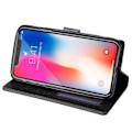 Pikkukuva 3 / 5: XJ-iPhone XR Lompakkokotelo Musta Nahka Kotelo