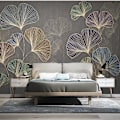 Miniatyrbilde 2 av 3: Moderne Linje Relief Ginkgo Blader Fototapet 3D Veggmaleri Stue Soverom TV Sofa Hjem Dekor Kunst Veggdekorasjon