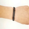 Miniatyrbillede 3 af 3: XJ-Kæde Armbånd Lænke med ID Plade Sort