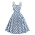 Miniatyrbillede 1 af 3: Hepburn Retro Rockabilly Ærmeløs Fest Swing Kjole Blå 4XL