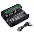 Pikkukuva 1 / 4: 8-paikkainen nopea LED-yleislaturi, akkulaturi AA/AAA/C/D NI-MH NI-CD -akuille USB-portilla