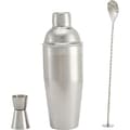 3-delars barset i rostfritt stål, 710 ml shaker, blandningssked, mätglas