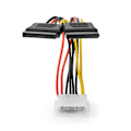Pikkukuva 3 / 5: XJ-Intern Virtajohto | Molex Uros | 2x SATA 15-Pin Naaras | Kullattu | 0,15 m | Pyöreä | PVC | Monivärinen | Laatikko