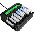 Miniatyrbillede 1 af 4: 8 Slots Hurtig LED Universel Batterioplader, Batterioplader til AA/AAA/C/D NI-MH NI-CD Genopladelige Batterier med USB-Port