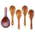 Pikkukuva 1 / 5: 1 kpl Teak-puinen lusikka luonnollinen massiivipuinen riisilusikka & 4 kpl puulusikoita 21,5 cm puinen riisi-lusikka
