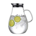 Miniatyrbillede 1 af 5: Liter glaskaraffel med låg og hældetud, vandkaraffel, isbeholder, til hjemmelavede drikke/iste/mælk/kaffe/servering af vin