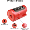 Miniatyrbillede 2 af 4: M12 USB Strømadapter til Milwaukee M12 12V Batteri med 2.1A USB-port og 12V DC-udgang, Bærbar USB-enhed Opladningsadapter (Kun adapter)