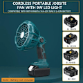 Miniatyrbillede 2 af 4: Ledningsfri ventilatorer til Makita - Industriel USB gulvventilator med LED-lys - Kompatibel med Makita 14.4-20V Li-Ion batteri - Fjernbetjening - 3 tilstande - Timer