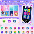 Miniatyrbillede 2 af 5: Smartphone til Børn med Touchskærm & Dobbelte Kameraer, Lærelegetøj til 3-6 År