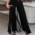 Miniatyrbillede 3 af 4: Dame Jumpsuits Elegant Dame Wide Leg Jumpsuit med V-hals Mesh Patchwork til Fester Arbejde eller Galla Dame Fest Jumpsuit