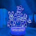 Miniatyrbillede 1 af 5: XJ-FNAF LED natlampe 5 Ni-GHT at Freddy's 3D Illusion sengelampe 7 farver skiftende sovelys med touchknap sød kreativ indretning