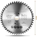 Miniatyrbilde 3 av 4: 2 stk. 250 x 30 mm sirkelsagblader, 48T & 60T TCT karbid sirkelsagblad, bor for naturlig tre, hardtre, kryssfiner