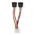 Miniatyrbillede 4 af 5: XJ-Intern Strømkabel | Molex Han | 2x SATA 15-Pin Hun | Guldbelagt | 0,15 m | Rund | PVC | Flerfarvet | Æske