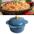 Miniatyrbillede 1 af 2: XJ-Solsikkeformet instant nudelskål i rustfrit stål, instant nudelskål i japansk stil, madbeholder til studerende med låg, smykkeblå
