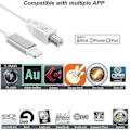 Pikkukuva 2 / 2: Lightning - Type-b MIDI-kosketinsoitinmuunnin USB 2.0 -kaapeli iPhone 7 8 X iPadille (FMY)