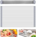 Foldable Dish Drying Rack, Over-the-Sink Kitchen Rack, Foldable Multifunctional Dish Rack, Non-Slip Silicone and 304 Stainless Steel Tube Gray