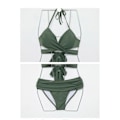 Pikkukuva 4 / 5: Ristikkäin sidottu ja jaetulla designilla varustettu bikini (vihreä S, 70-75), seksikkäästi keräävä