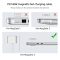 Miniatyrbillede 2 af 5: Typ-C hun til Magsafe 3 konverter USB-C magnetisk adapter Side Bend Side Bend