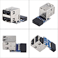 Pikkukuva 2 / 3: XJ-5 st USB2.0 Emolevyliitin 9-nastainen/10-nastainen Header - 2 USB2.0 A-porttia Adapteri (Tyyppi A)