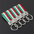Miniatyrbillede 5 af 5: Nøglering i kunstlæder med italiensk trefarvet flag, farverigt logo, officiel