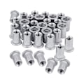 Miniatyrbilde 1 av 5: XJ-Nut 100 stk. 1/4in-20unc Rustfritt Stål 304 Finish Flat Hode Rivnut Gjenget Innsettingsmutter Riflet Kropp