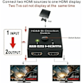 Miniatyrbild 3 av 4: HDMI-switch, HDMI-splitter 4K Bi-Directionell Adapter 2 in 1 ut eller 1 in 2 ut Switch, Stöd för 3D 4K 1080P, HDCP, HDMI-switch för HDTV/Blu-Ray-spelare/