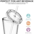 Miniatyrbild 3 av 4: Double Wall Plastic Tumbler with Lid and Straw Insulated Coffee Cup 500ml Transparent
