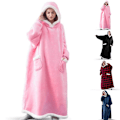 Miniatyrbilde 2 av 2: XJ-Hettegenserteppe for kvinner og menn, overdimensjonert, fleece, ekstra stor