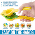 Miniatyrbillede 5 af 5: Metallisk 2-i-1 citron- og limepresser - Håndpresser til citron - Manuel citruspresser for maksimal ekstraktion