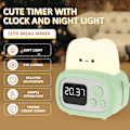 Miniatyrbillede 3 af 4: XJ-Digital vækkeur natlampe til børn, brødrister vækkeur, lys med LED-timer, natlampe, vækkeur, til soveværelse, camping (grøn)