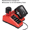 Miniatyrbillede 3 af 4: M12-18C Hurtiglader Erstatning for Milwaukee M12 M14 M18 12V-18V Lithium-ION Batteri 48-11-1840 48-11-1850 48-11-2401 48-11-1890 48-59-1812 48-11-