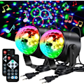 Miniatyrbilde 1 av 5: XJ-Discolys, 2 STK 7 farger RGB Discokule 360° rotasjon med fjernkontroll