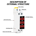 Miniatyrbild 4 av 5: XJ-DIN-skena monterad 3-fas Amperemeter Mini Modulströmmätare Mätare Indikator LED Digital Display Detektor Amperemeter
