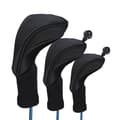 3X Golfkøllehodebeskytter Sett Lang Hals Driver Fairway Woods Hodebeskytter Svart