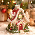 Miniatyrbillede 1 af 3: Juledekoration Røgelsesbrænder Huse, Julelandsby Jule Scene Bjælkehytte Røgelsespinde, Røgelsesholder Landskab Backflow Røgelse Bur