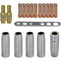 Miniatyrbillede 1 af 5: XJ-MB15 15AK 0,8 mm M6 Kontaktdyse & Diffusorspidsholder & Beskyttelseskappe til MB15 15AK MIG-svejsebrænder 18 stk.
