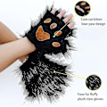 Miniatyrbilde 5 av 5: XJ-SJJYV Kunstig Pelsrev Hale Katt Varulv Cosplay Sett Plysj Maske Fluffy Labbhansker Halloween Jul
