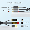 Miniatyrbillede 4 af 5: XJ-Digital til Analog Lydkonverteringskabel, Digital Spdif/optisk & Koaksial til Analog L/R RCA Lyd C