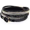 Miniatyrbillede 1 af 5: Læderarmbånd til kvinder, Boho Leopard Multilayer Krystalperler Manchetarmbånd Smykker