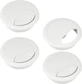 4 Pieces Desk Cable Grommets, 60mm Desk Cable Cover, White Plastic Cable Protector for Table, Cable Cover for Round Cables