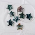 Miniatyrbillede 4 af 4: XJ-Naturlig Mosagat Krystal Stjerneformet Ædelsten Krystal Udskæring Håndværk Håndsten Tumlet Poleret Chakra Sten Bekymringssten DIY Je
